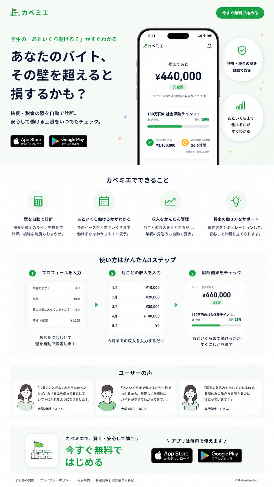 カベミエのサービス紹介ページ